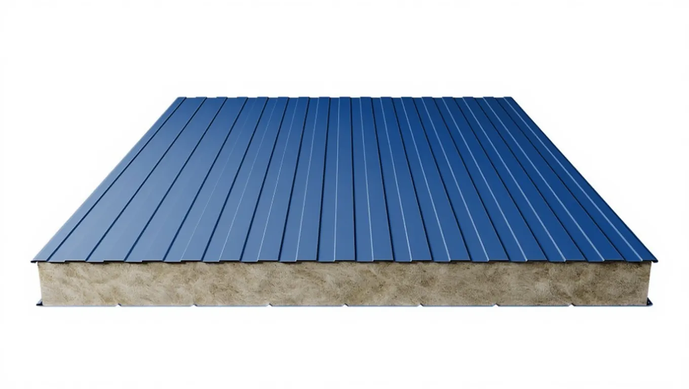 Стеновая сэндвич-панель с минватой 100 мм цвет RAL (полиэстер) верх 0,5 мм / низ 0,45 мм (ширина 1000 мм)